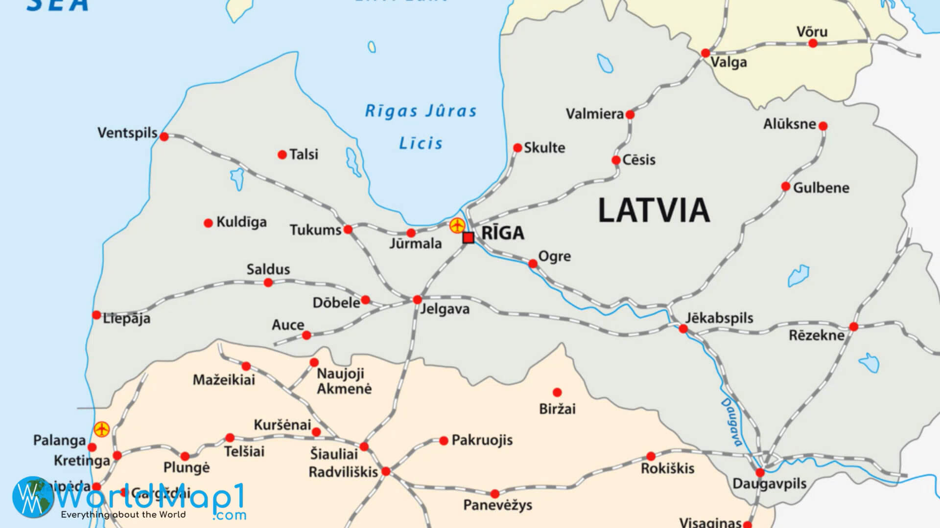 Eisenbahnkarte von Lettland